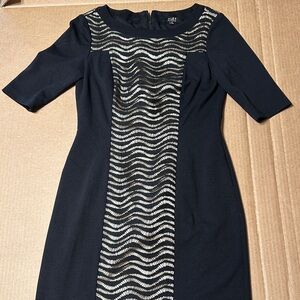 Alex Marie Elegant Black Dress with Gold Accents